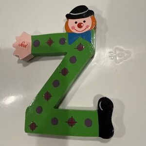 Vtg Sevi Clown‎ Child Kids Alphabet Wooden Letter Z Personalized Decor Green